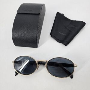 Prada Oval Sunglasses SPR 65Z 55 20 140mm Grey Lens Gold Frame with Case